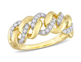 1/4 Carat (ctw) Diamond Oval Link Ring Yellow Plated Sterling Silver