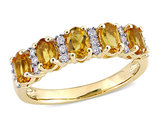 1.20 Carat (ctw) Citrine Band Ring in 14K Yellow Gold with Diamonds