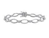 1/4 Carat (ctw) Diamond Oval Link Bracelet in Sterling Silver