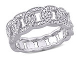 1/10 Carat (ctw) Diamond Link Ring Band in Sterling Silver