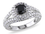 1.00 Carat (ctw) Black Diamond Promise Ring with Lab-Created White Sapphires in Sterling Silver