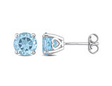 3.06 Carat (ctw) Sky Blue Topaz Solitaire Stud Earrings in Sterling Silver