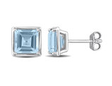 3.60 Carat (ctw) Blue Topaz Princess-Cut Solitaire Stud Earrings in Sterling Silver