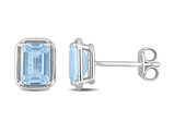 2.50 Carat (ctw) Blue Topaz Emerald-Cut Solitaire Stud Earrings in Sterling Silver