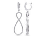 1/10 Carat (ctw) Accent Diamond Drop Earrings in Sterling Silver