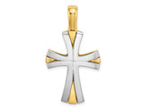 14K Yellow and White Gold Polished Cross Pendant (NO CHAIN)