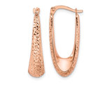 14K Rose Pink Gold Polished Diamond-cut Hoop Earrings