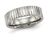 Men's 6mm Textured Titanium Wedding Band Ring