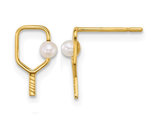 14K Yellow Gold Pickleball Paddle and Pearl Ball Charm Post Earrings