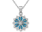 Sterling Silver Blue Enamel Snowflake Pendant Necklace with Chain