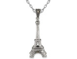 Eiffel Tower Charm Pendant Necklace in Sterling Silver with Chain