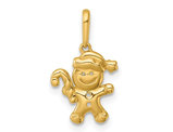 14K Yellow Gold Gingerbread Man Charm Pendant (NO CHAIN)