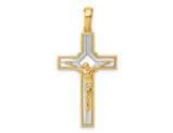 14K Yellow Gold Polished and Satin Cross Crucifix and Pendant (NO CHAIN)