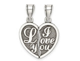 Sterling Silver Antiqued Mini I Love You Break Apart Heart Pendant Necklace with Chains