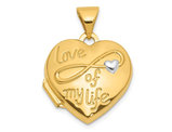 14K Yellow Gold LOVE OF MY LIFE Heart Locket Pendant (NO CHAIN)