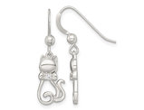 Sterling Silver Cat Earrings with Cubic Zirconias