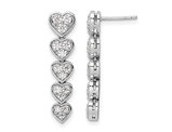 1.00 Carat (ctw VS2, D-E-F) Lab Grown Diamond Dangle Heart Earrings in 14K White Gold