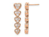 1.00 Carat (ctw VS2, D-E-F) Lab Grown Diamond Dangle Heart Earrings in 14K Rose Gold