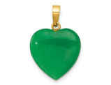 14K Yellow Gold Green Jade Heart Pendant (NO CHAIN) 