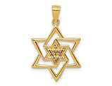 14K Yellow Gold Diamond-cut Star Of David Pendant (NO CHAIN)