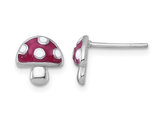 Sterling Silver Enameled Mushroom Charm Post Earrings