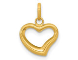 14K Yellow Gold Polished Open Heart Charm Pendant (NO Chain)