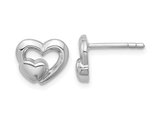 Sterling Silver Polished Double Heart Post Earrings