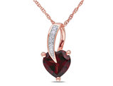 1.40 Carat (ctw) Garnet Heart Pendant Necklace in 10K Rose Gold with Chain