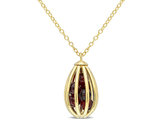 3.6 Carat (ctw) Garnet Basket Drop Pendant Necklace in Yellow Sterling Silver with Chain