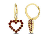 1.12 Carat (ctw) Garnet Dangle Heart Earrings in 10K Yellow Gold