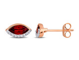 1.30 Carat (ctw) Garnet Mrquise Solitaire Earrings in 14K Rose Pink Gold