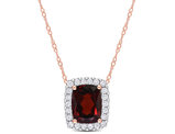 2.28 Carat (ctw) Garnet Halo Drop Pendant Necklace in 14K White Rose Gold with Chain