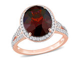 5.62 Carat (ctw) Oval Garnet Ring in 14K Rose Gold with Diamonds 2/3 carat (ctw)