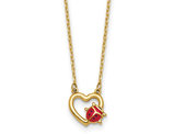 14K Yellow Gold Lady Bug Heart Pendant Necklace (17 inches)