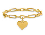 14K Yellow Gold Heart Charm Link Bracelet (7.5 inches) 