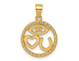 14K Yellow Gold Evil Eye, Horseshoe Heart Charm Pendant (NO CHAIN)