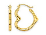 10K Yellow Gold Open Heart Small Hoop Earrings