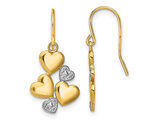 14K White Gold Polished Multi-Heart Dangle Earrings