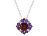 4.44 Carat (ctw) Garnet and African Amethyst Pendant Necklace in Sterling Silver With Chain