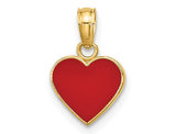 14K Yellow Gold Red Enamel Heart Charm Pendant (NO Chain)