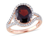 3.50 Carat (ctw) Oval Garnet Twist Ring 14K Rose Pink Gold with Diamonds