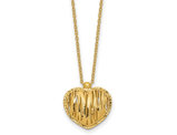 14K Yellow Gold Diamond Cut Puffed Heart Pendant Necklace with Chain