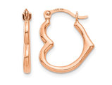 14K Rose Pink Gold Open Heart Hoop Earrings