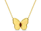 1/5 Carat (ctw) Garnet Butterfly Pendant Necklace in Yellow Sterling Silver with Chain