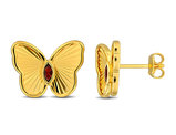 1/5 Carat (ctw) Garnet Buttrerfly Charm Earrings in Yellow Sterling Silver