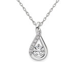 3/5 Carat (ctw) Diamond Drop Pendant Necklace in 14K White Gold with Chain