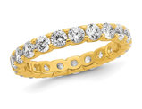 Gold Plated Sterling Silver Eternity Band Ring with Cubic Zirconias (3mm)