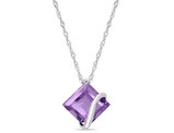 2.25 Carat (ctw) Amethyst Pendant Necklace in 10K White Gold with Chain