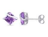 2.00 Carat (ctw) Amethyst Solitaire Stud Earrings in 10K White Gold