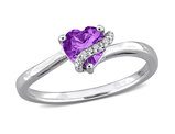 1/2 Carat (ctw) Amethyst Heart Ring in Sterling Silver